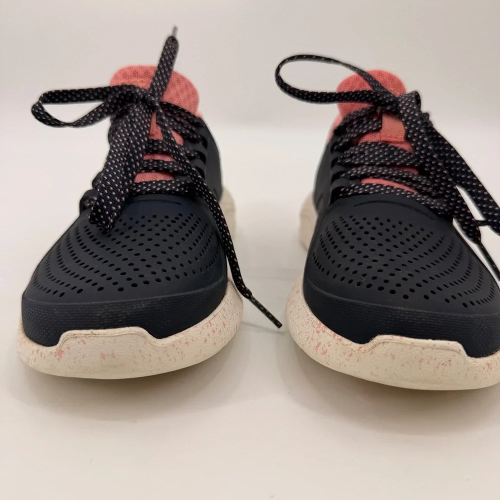 Crocs Literide Pacer Navy Pink Speckled Sneakers 206036 Womens Size 8